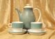 Mid - Century Modern Deco Pair Of Thomas - Germany Cups & Saucers Teal & White Mid-Century Modernism photo 4