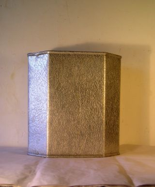 Vintage Mid Century Modern Aluminum Waste Can A22 photo
