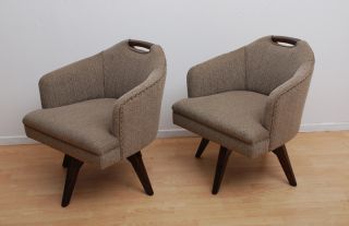 Mid Century Modern Revolving Chairs Low Lounge Sculptural Shape photo