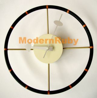 Midcentury Modern Style Nelson Steering Wheel Clock Mod High Quality Metal photo