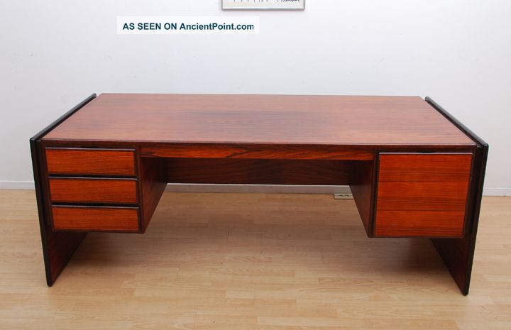 Mid Century Danish Modern Rosewood Executive Desk Large Drawers Mid-Century Modernism photo