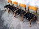 4 X Chairs Danish? Wood Leather Mid Century Modern Design Mid-Century Modernism photo 4