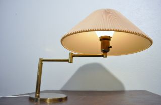 Von Nessen Vtg Mid Century Modern Brass Adjustable Arm Table Lamp Koch & Lowy photo
