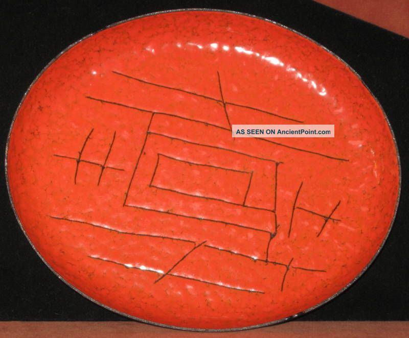 Mid Century Vallenti Italy Orange Black Enamel Tray Mid-Century Modernism photo