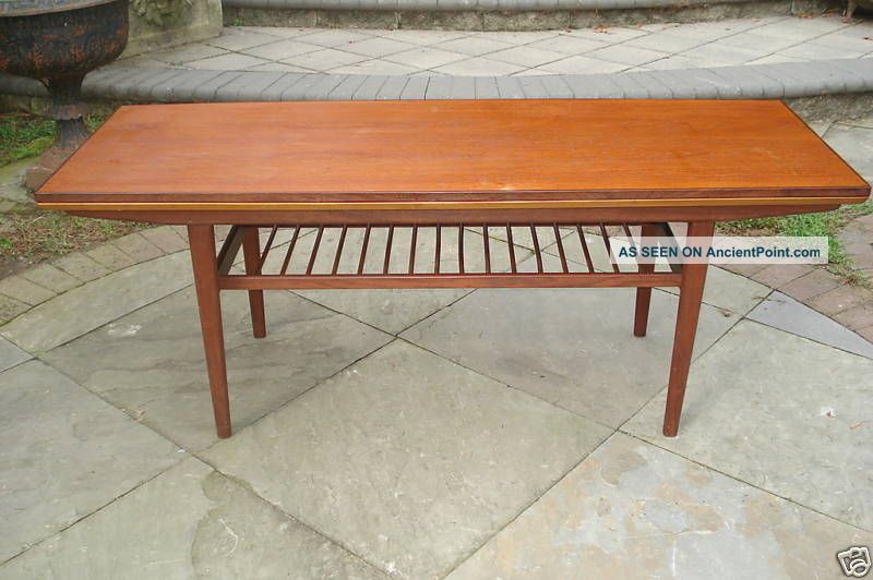 Danish Modern Teak Coffee Table/slide Out Wings Cool Mid-Century Modernism photo