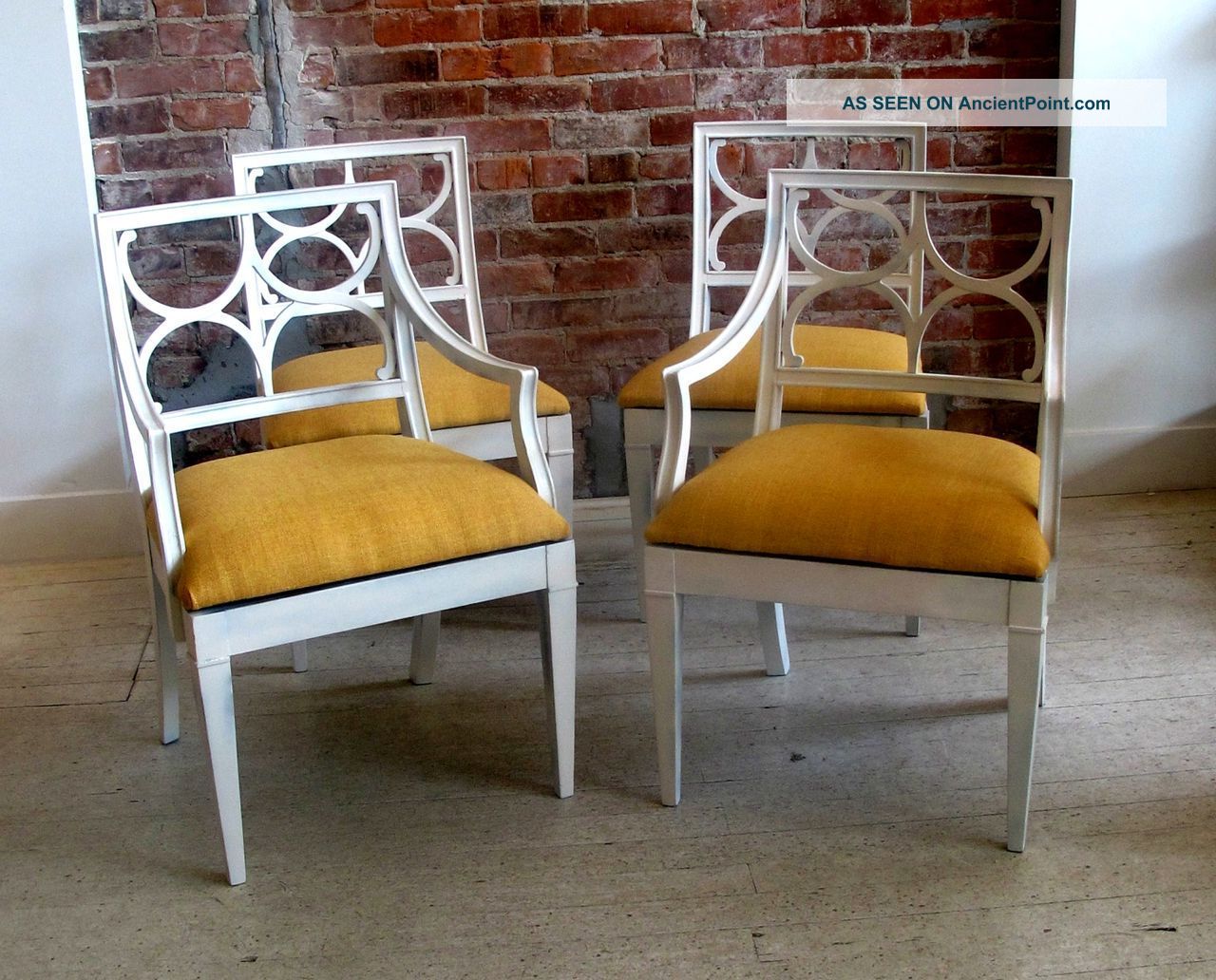 Set Of 4 White Lacquer Hollywood Regency Parzinger Style Dining Chairs Post-1950 photo