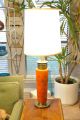 Stiffel Vtg Mid Century Modern Hollywood Regency Brass Orange Ceramic Table Lamp Mid-Century Modernism photo 3