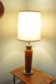 Stiffel Vtg Mid Century Modern Hollywood Regency Brass Orange Ceramic Table Lamp Mid-Century Modernism photo 5