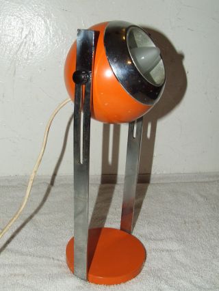 Vintage Eames Industrial Mid Century Mod.  Art Deco Machine Age Orange Desk Lamp photo