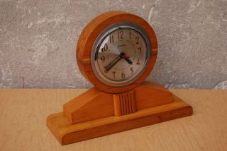 Sessions Wooden Mantle Clock Mid Century Modern Vintage photo