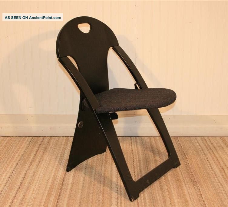 Vtg Mid Century Modern Peter Danko Black Plywood Sculpted Folding Chair Plycraft Post-1950 photo