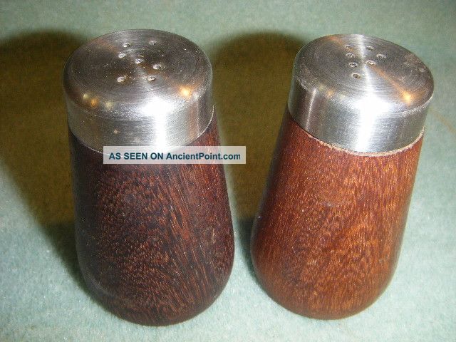 Mid Centry Teak Stainless Salt & Pepper Shakers Norway Mid-Century Modernism photo