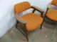 Pair Of Vintage Mid Century Danish Modern Arm Lounge Chairs,  Teak,  Orange Fabric Post-1950 photo 1