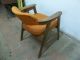 Pair Of Vintage Mid Century Danish Modern Arm Lounge Chairs,  Teak,  Orange Fabric Post-1950 photo 7