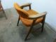 Pair Of Vintage Mid Century Danish Modern Arm Lounge Chairs,  Teak,  Orange Fabric Post-1950 photo 8