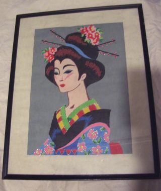 Mid - Century Modern Japanese Giesha Block Print Ca.  50 ' S photo