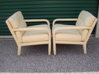 Pair Mid Century Modern Upholstered Lounge Chairs photo