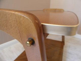 Vintage Mid Century Danish Modern Side End Table In Teak & Brass photo