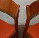 Pair Of Teak Danish Chairs Orange Mid Century Eames Vintage Molber Knoll Wood Mid-Century Modernism photo 9