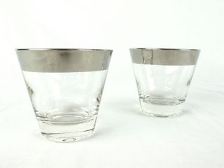 2 Silver Band Roly Poly Tapered Glasses Dorothy Thorpe Mid - Century Modern  photo