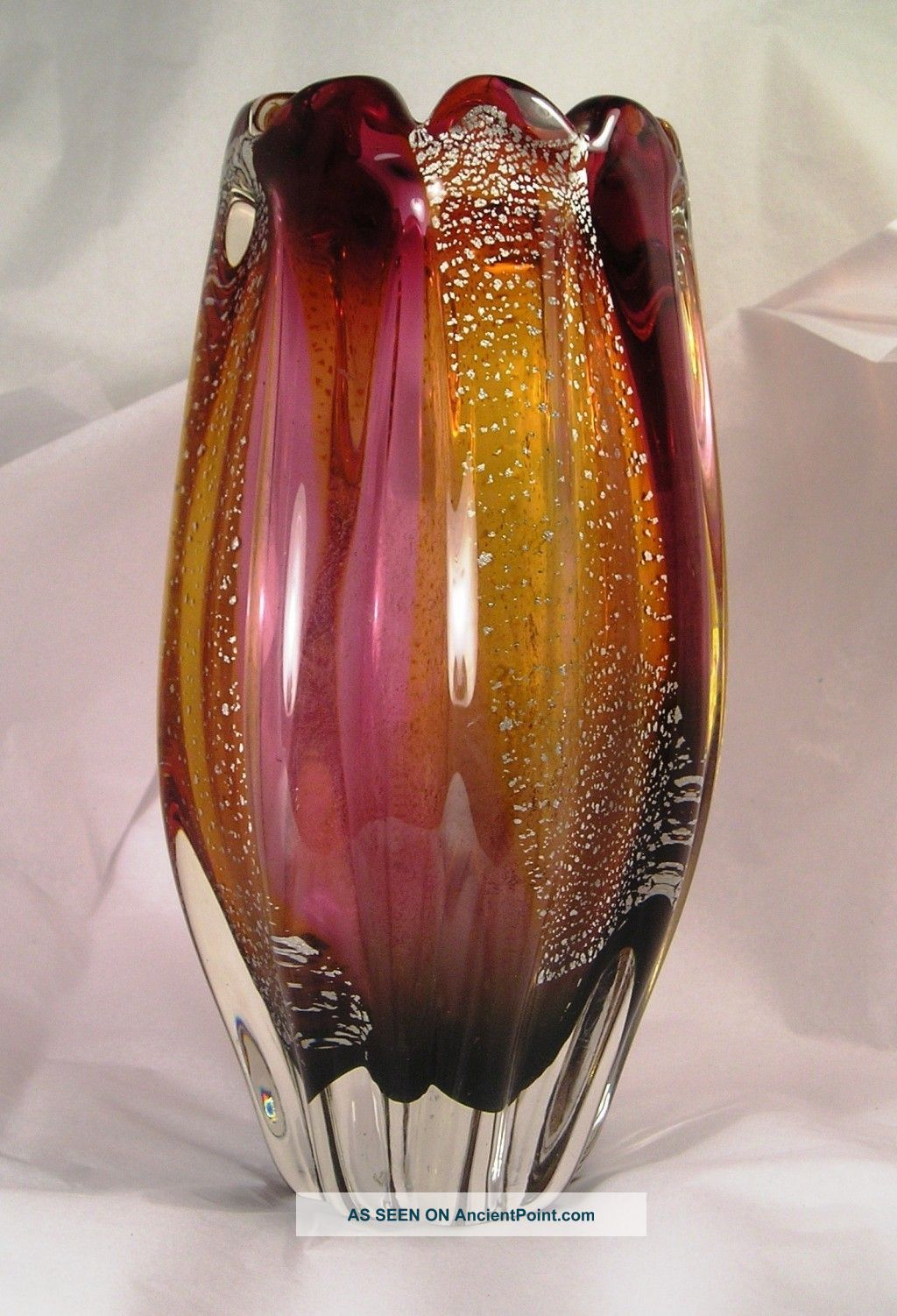 Magnificent Vintage Murano Art Glass Vase Q22 Mid-Century Modernism photo