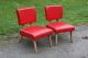 Vintage Retro Mid Century Modernism Pair Red 1940s - 50s Chairs - Style 1900-1950 photo 1