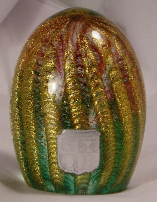 Magnificent Vintage Murano Italian Art Glass Paperweight Gold And Sticker Q21 photo