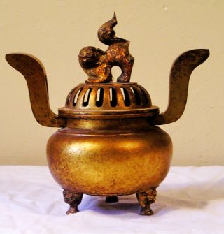 Vintage Mid Century Foo Dog Incense Burner Bb photo