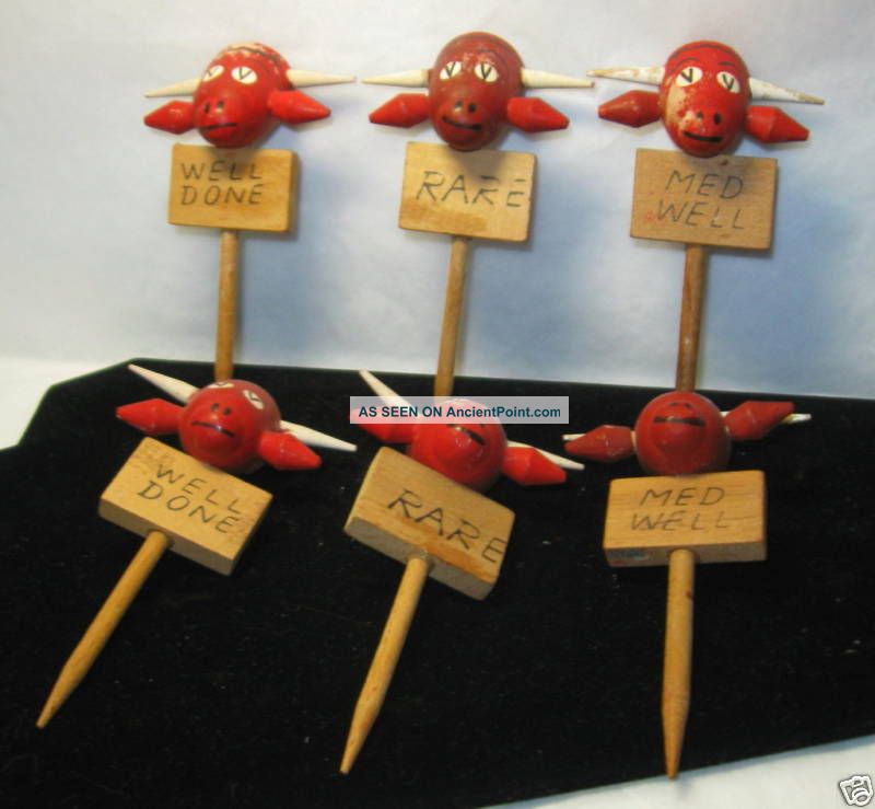 Mid Century Japan Red Bull Head Meat Picks Stakes Bbq Mid-Century Modernism photo