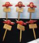 Mid Century Japan Red Bull Head Meat Picks Stakes Bbq Mid-Century Modernism photo 1