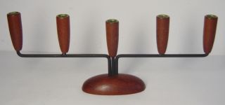 Teakwood + Black Metal Candelabra Lonborg Bolling Era Danish Modern photo