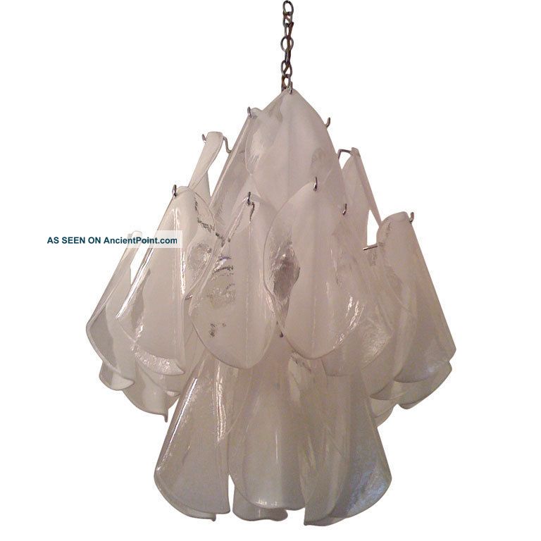 Mazzega Vtg Mid Century Modern Glass Petal Light Fixture Chandelier Italy Venini Mid-Century Modernism photo