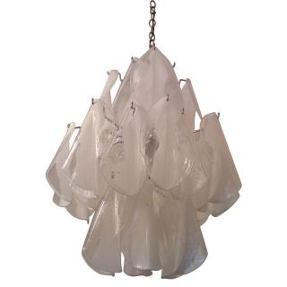 Mazzega Vtg Mid Century Modern Glass Petal Light Fixture Chandelier Italy Venini photo