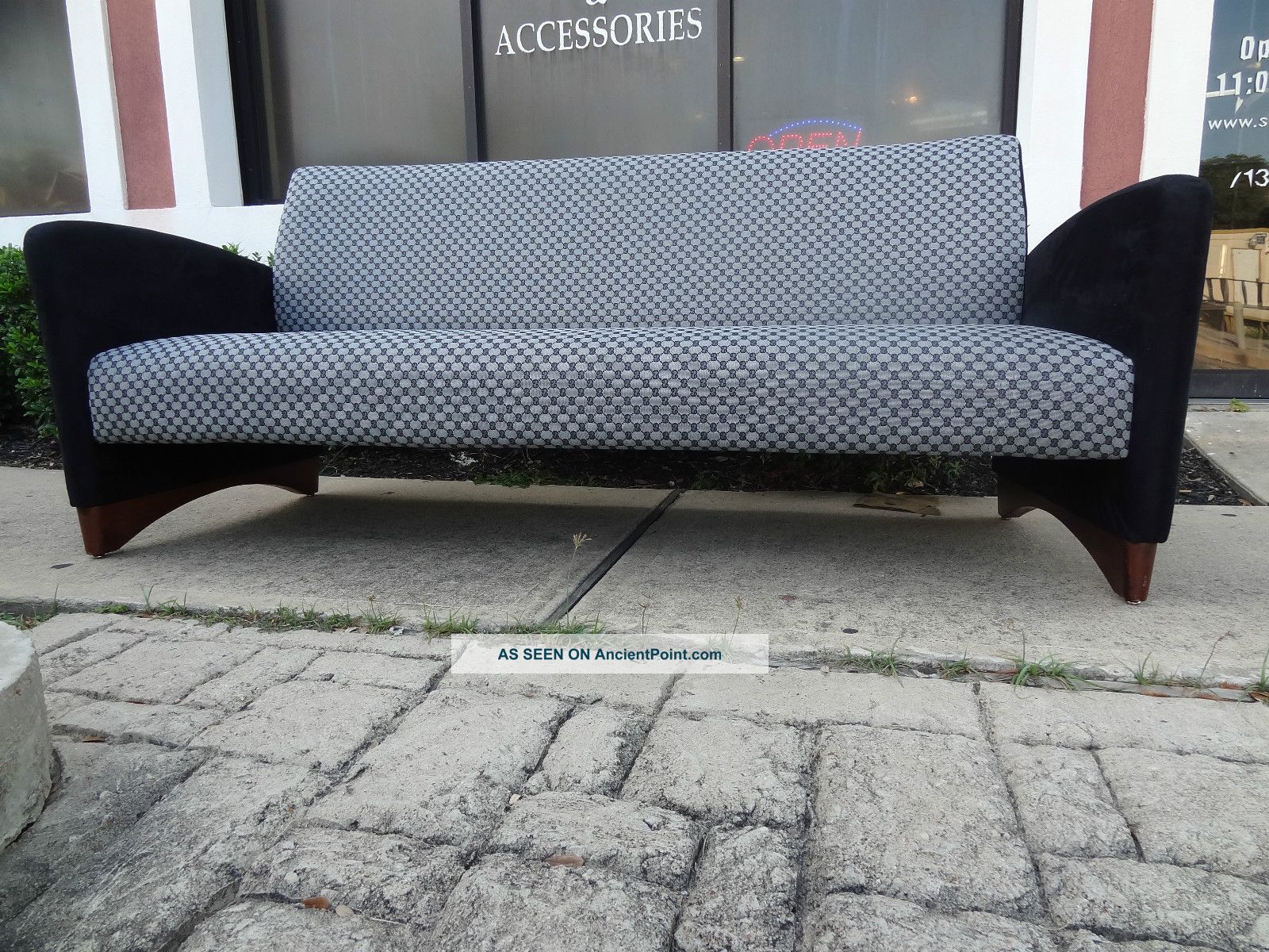 Thonet Mid Century Modern Furniture Gucci Sofa Black Gray Black Micro Suede Wood Mid-Century Modernism photo