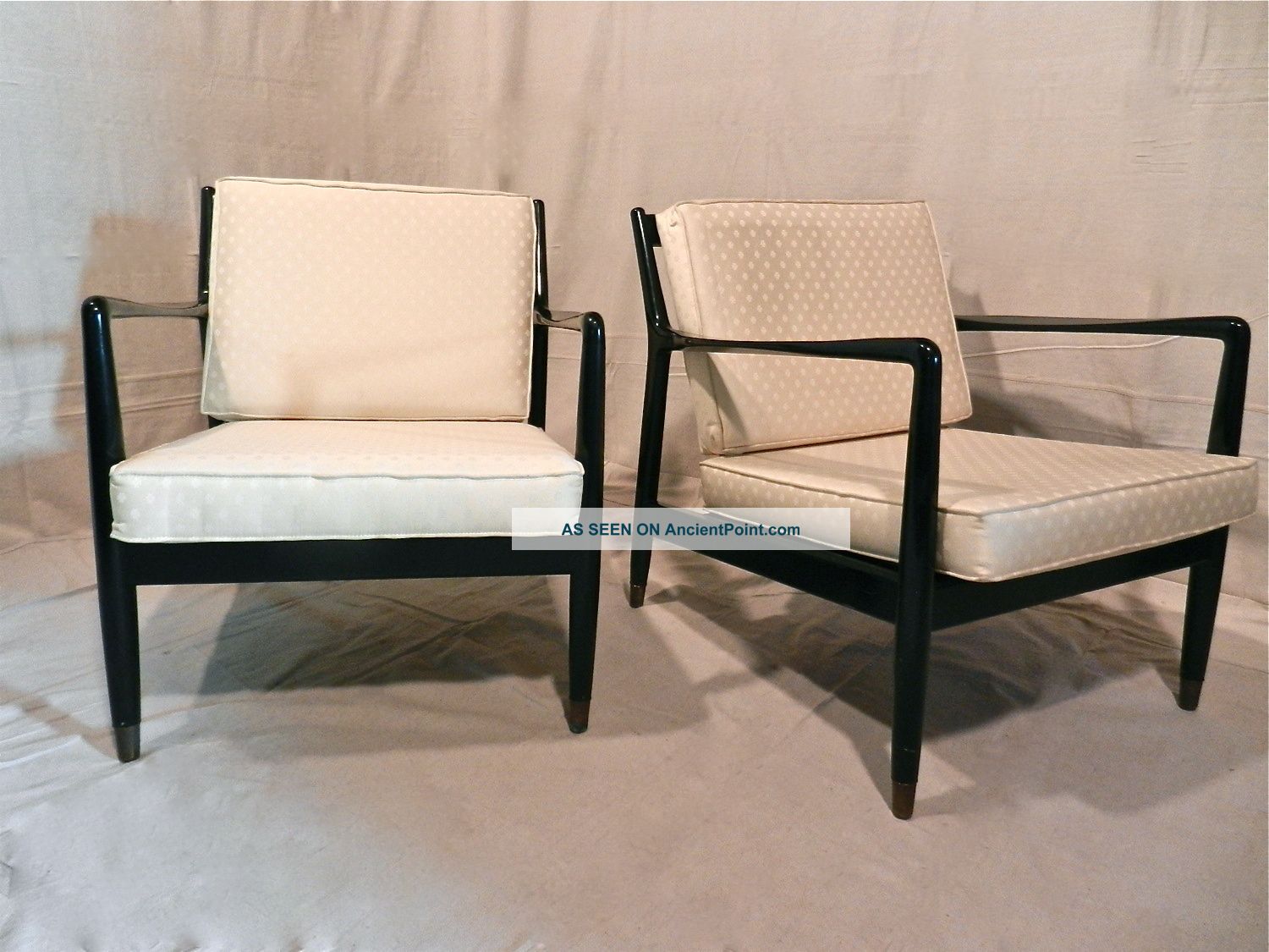 Pair Vintage Mid - Century Danish Lounge Chairs Folke Ohlsson By Dux Black Lacquer Post-1950 photo