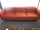 Wonderful 1960s 3 - Seat Sofa With Orange Textured Leaf Fabric Post-1950 photo 2