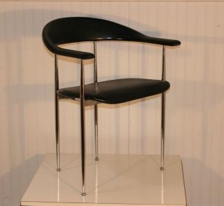 Heavy Vtg Mid Century Modern Fasem Italian Chrome Vinyl Arm Chair Made In Italy photo