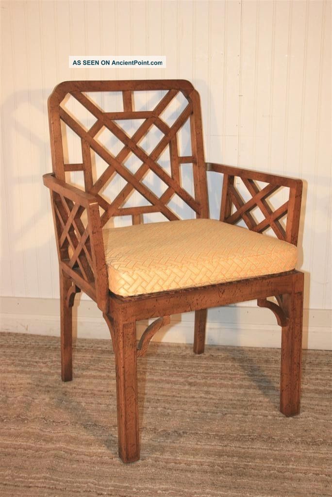 Vtg Hollywood Regency Chinese Chippendale Decorative Arm Chair Faux Bamboo Style Post-1950 photo
