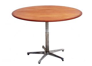 Moeddi Teak Round Table Adjustable Height Mid Century Danish Modern photo