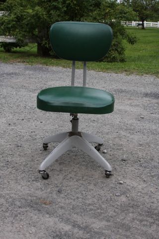 Vintage Industrial Era / Mid Century Modernism Adjustable Metal Swivel Chair photo