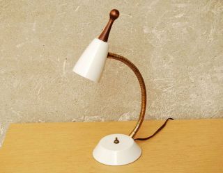 Mid Century Desk Lamp White Small Gooseneck Vintage 60s photo