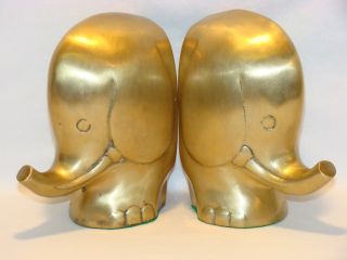 Vtg Mid Century Bookends Modern Luigi Colani Elephant Type Brass Retro 60s Mod photo