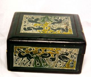 Vintage Signed Lacquer Box Mexico Reynaldo Guerrero J8 photo