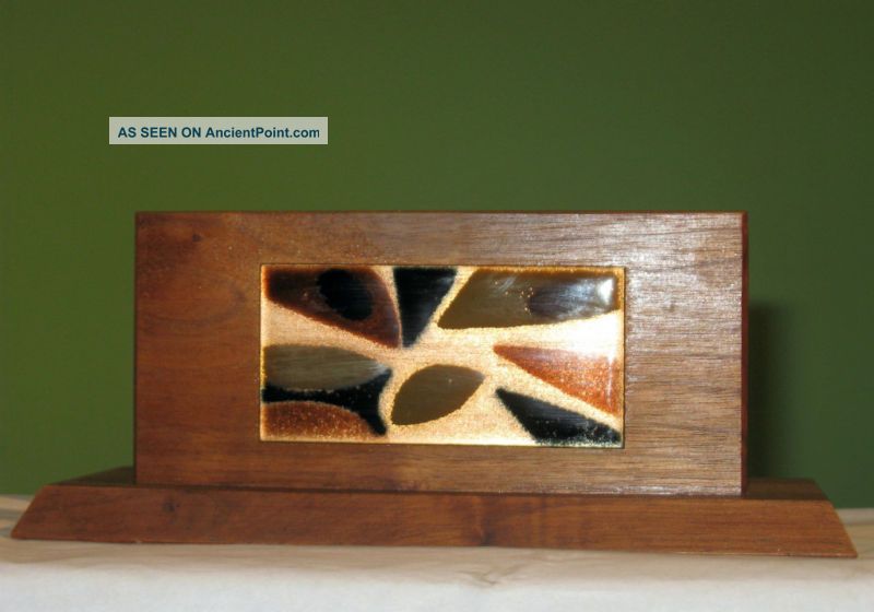 Mid Century Copper Enamel Wood Letter Napkin Holder Mid-Century Modernism photo