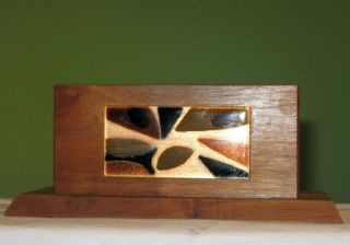 Mid Century Copper Enamel Wood Letter Napkin Holder photo