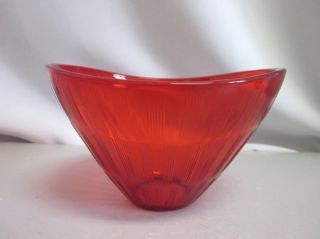 Swedish Art Glass Bowl Gullaskruf Sweden Ruby Red 60s Modernist Mid - Century photo