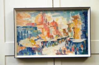Max Gordan Abstract In Oil Vintage Mid Century Signed photo