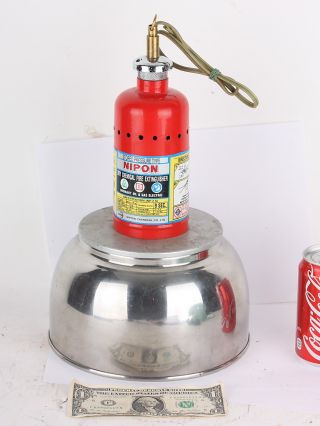 Lamp Fire Extinquisher Pendant Hanging Light Industrial Machine Age Vintage 50 ' S photo