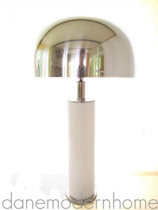 Vtg Mid Century Modern Tall Chrome Mushroom Table Lamp Light Laurel Eames Era photo