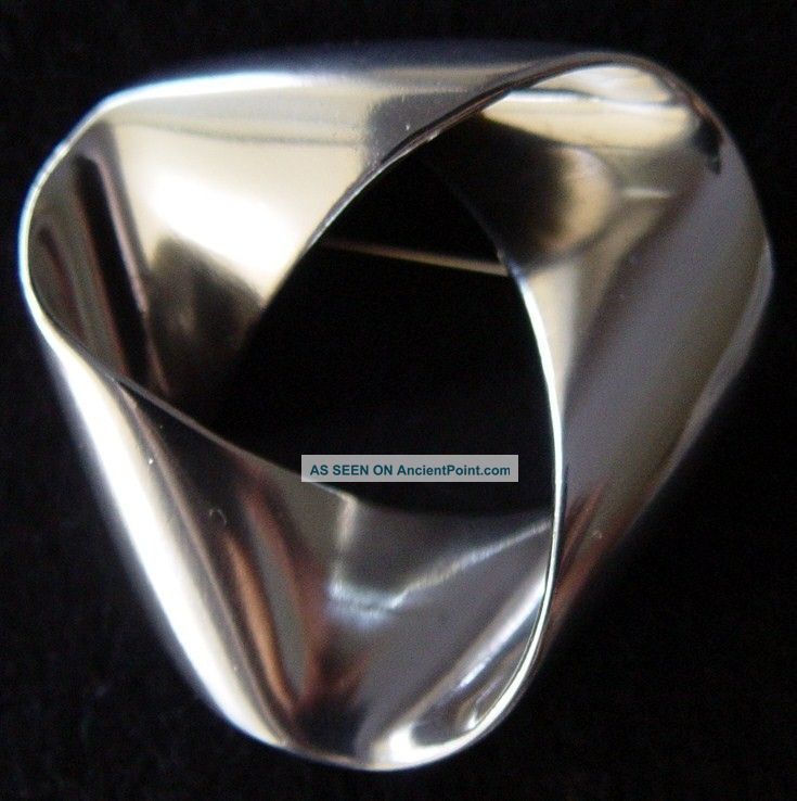 Danish Modernist Hans Hansen Sterling Silver Mobius Eternity Brooch Box Mid-Century Modernism photo